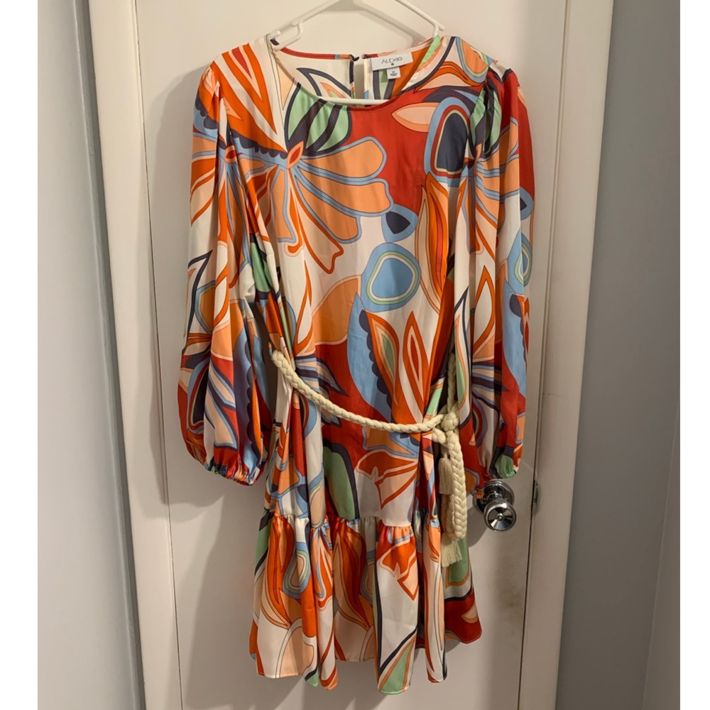ALEXIS for Target Mixed Floral Long Sleeve Rope Belt Tiered Dress